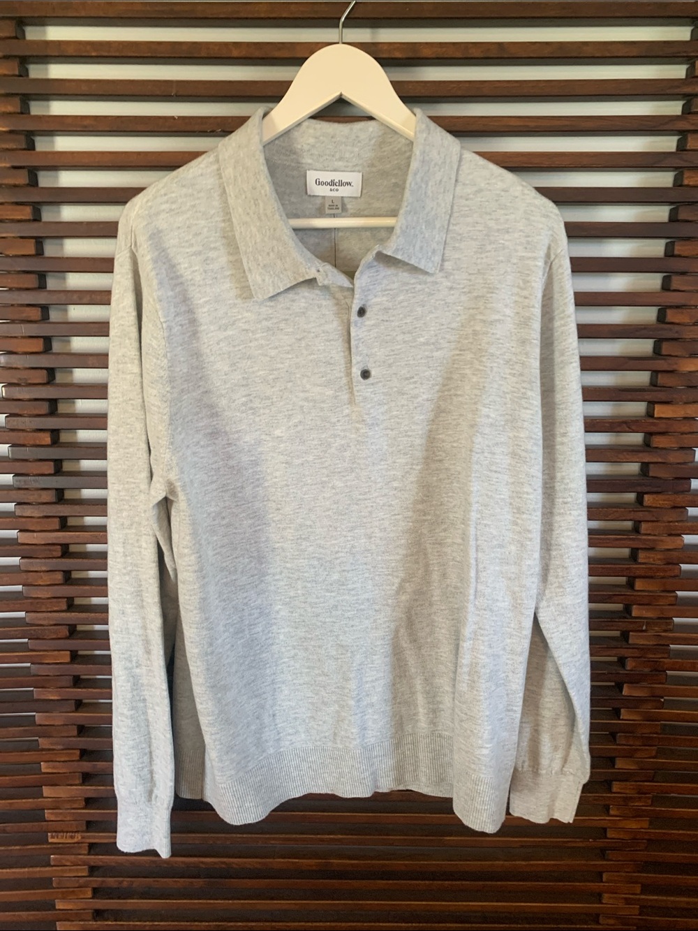 Goodfellow & Co Men's Light Gray Long-Sleeve Polo